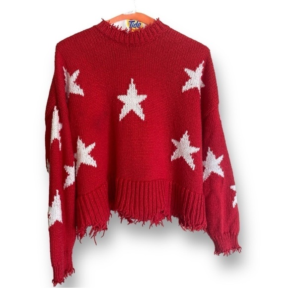 WILDFOX Stars Boho Style Romantic Palmetto Knit Sweater Cropped Fringed … - Picture 6 of 12